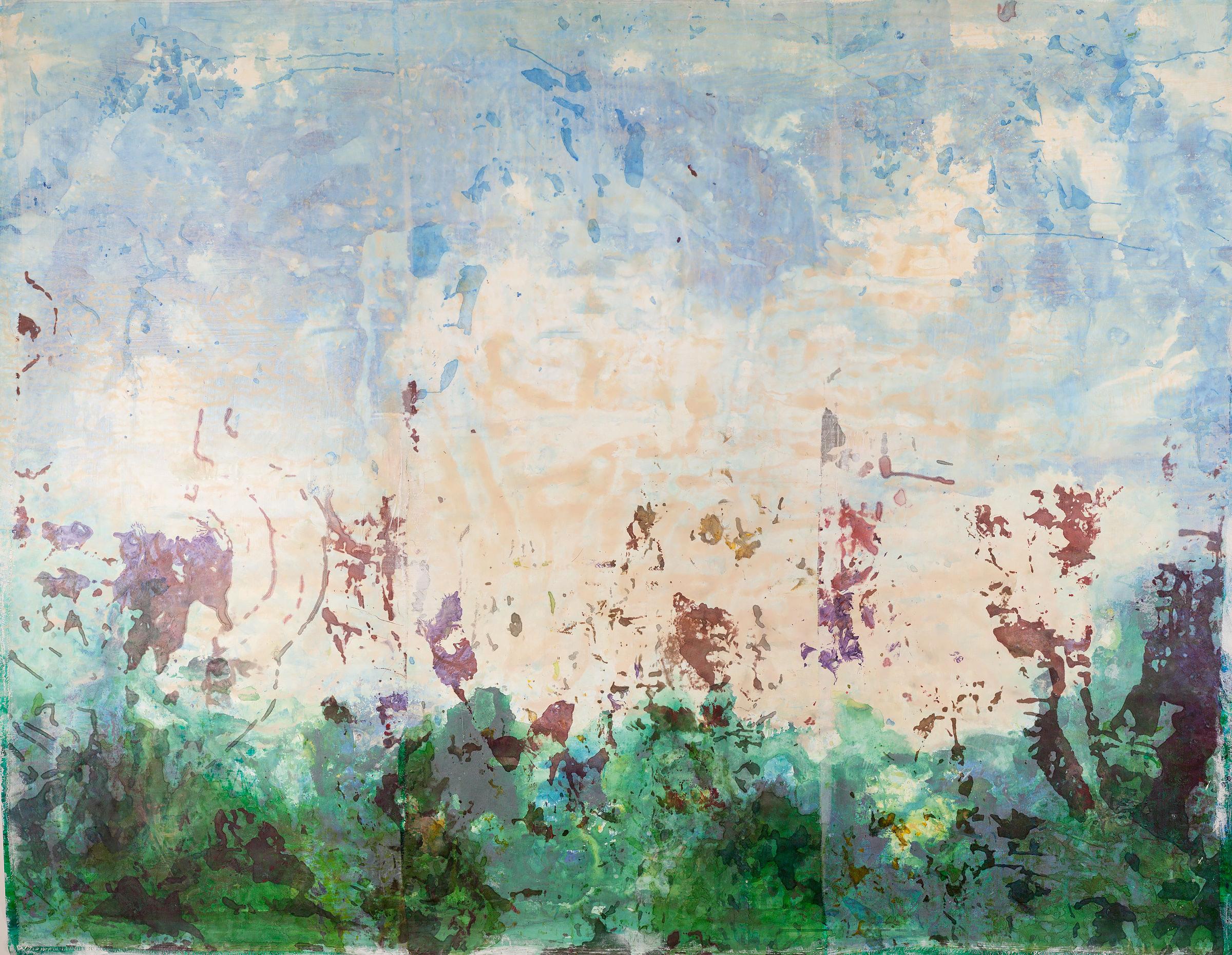 Monica Angle Abstract Painting – Zeitgenössisches amerikanisches abstrakt-expressionistisches Landschaftsgemälde, Japanischer Siebdruck