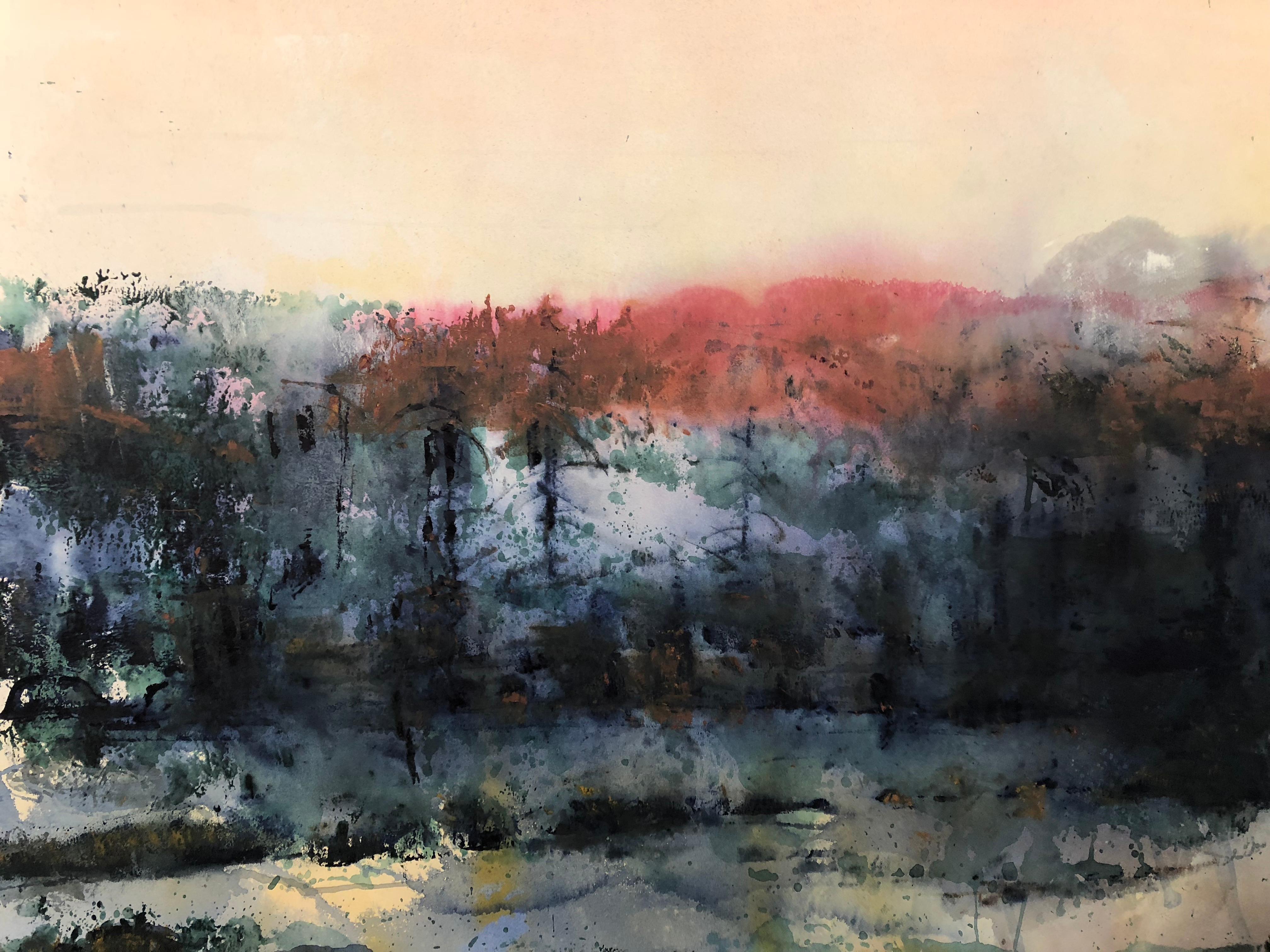 Monica Angle Zeitgenössisches Gemälde großformatige Landschaft abstrakt 2014 im Angebot 2