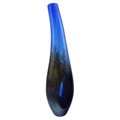 Monica Backström for Kosta Boda, Large Unique Vase in Blue Art Glass