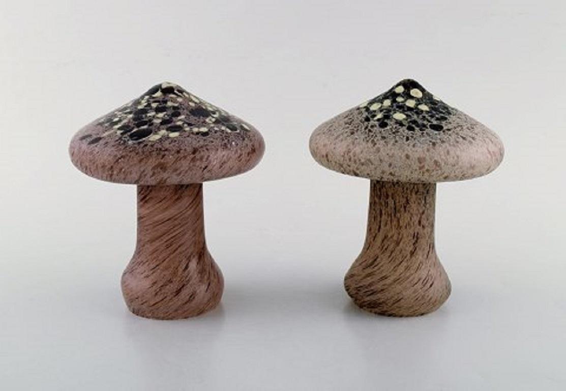 Monica Backström for Kosta Boda. Five mushrooms in art glass, 1980s.
In very good condition.
Largest measures: 18.5 x 14.5 cm.