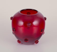 Monica Bratt. Art glass vase in dark red glass. Model: ”Hjortron” (Cloudberry).