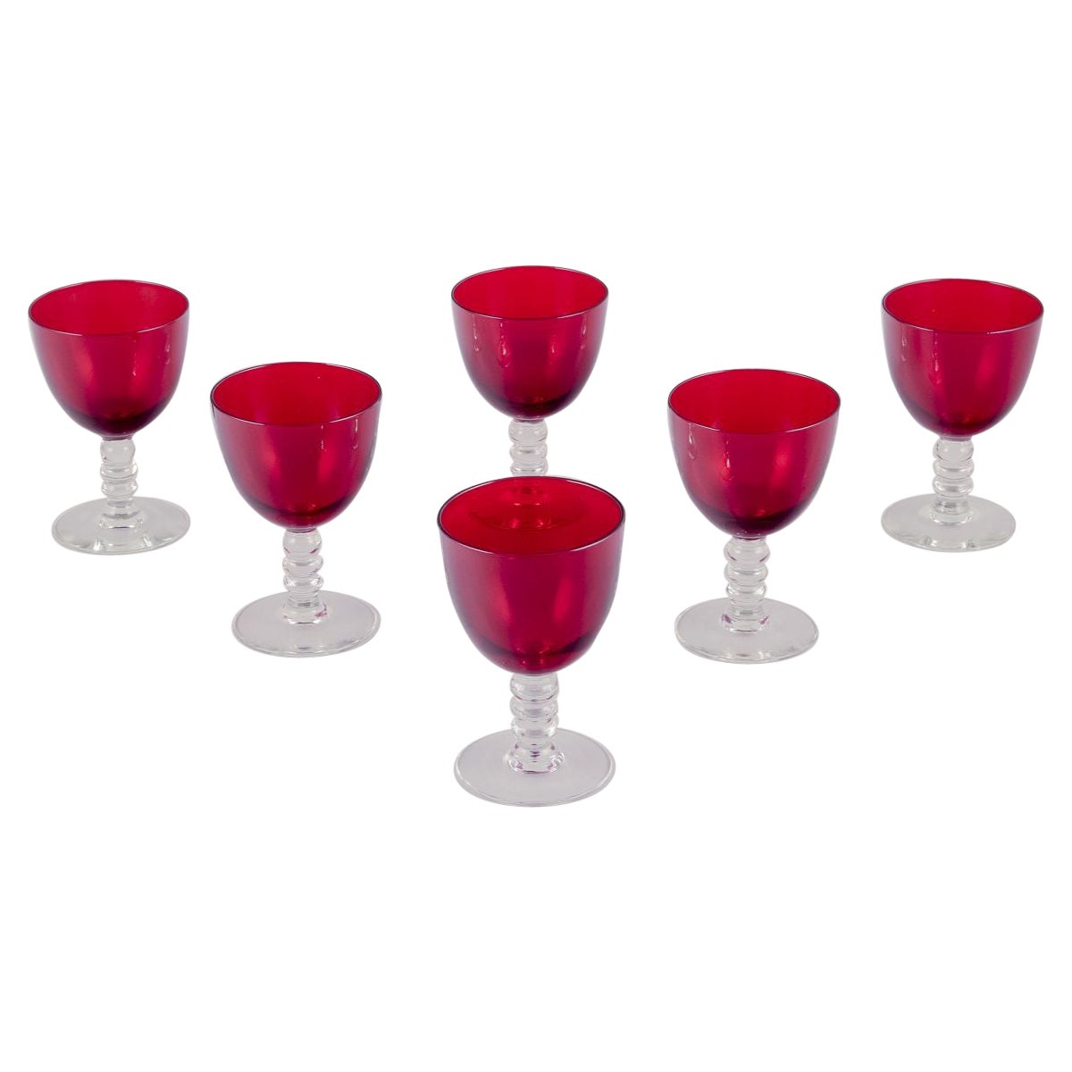 Monica Bratt pour Reijmyre, Suède. Ensemble de six verres à vin "Rosemarie". en vente
