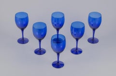 Monica Bratt for Reijmyre, Swedish glassworks. Set of six red wine glasses.