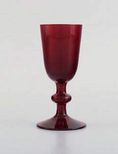 Monica Bratt for Reijmyre, Twelve Liqueur Glasses in Red Mouth Blown Art Glass