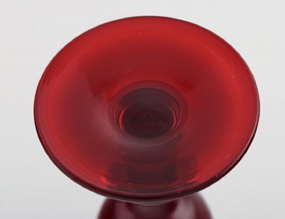Mid-20th Century Monica Bratt for Reijmyre, Twelve Liqueur Glasses in Red Mouth Blown Art Glass For Sale