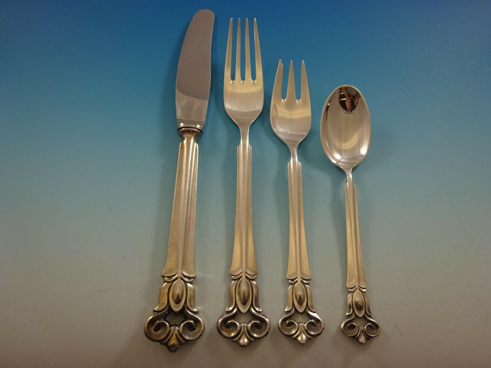 Monumental Monica by Cohr Danish sterling silver flatware set - 113 pieces. This set includes:

12 knives, 8 3/4