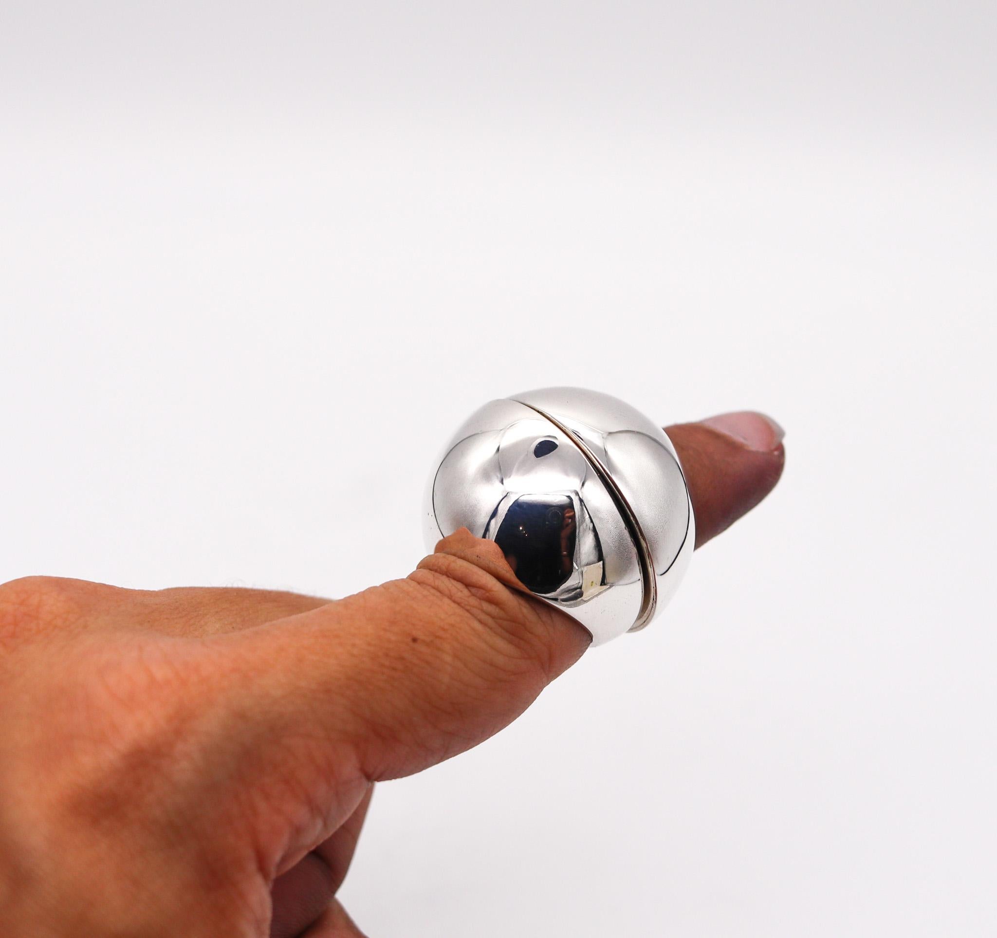 Modernist Monica Coscioni Italy Geometric Set of Stackable Rings in Solid .925 Sterling For Sale