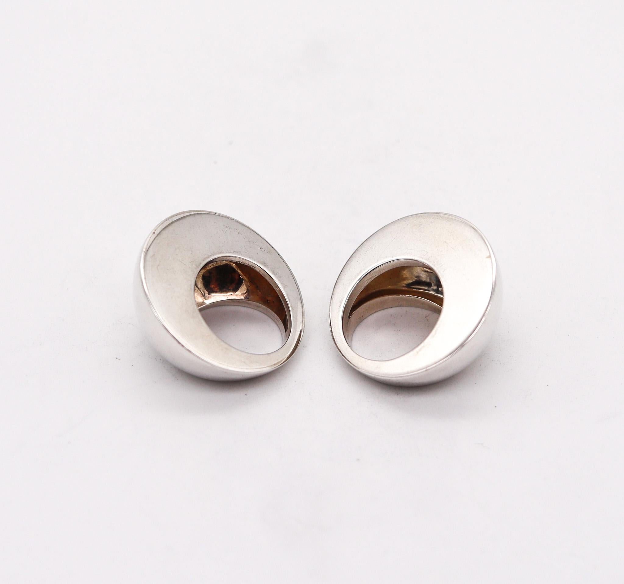 Monica Coscioni Italy Geometric Set of Stackable Rings in Solid .925 Sterling In Excellent Condition For Sale In Miami, FL