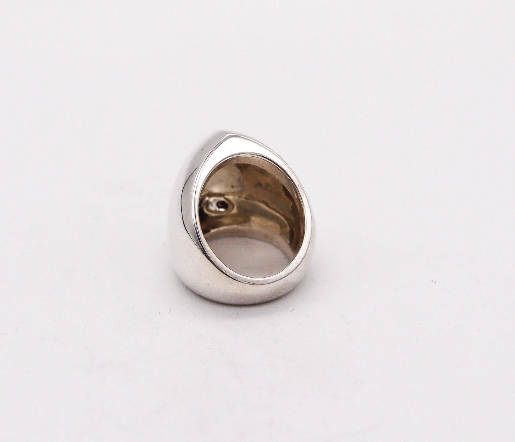Monica COSCIONI Anello da cocktail modernista con cupola in argento massiccio 925 A. Silver in vendita 1