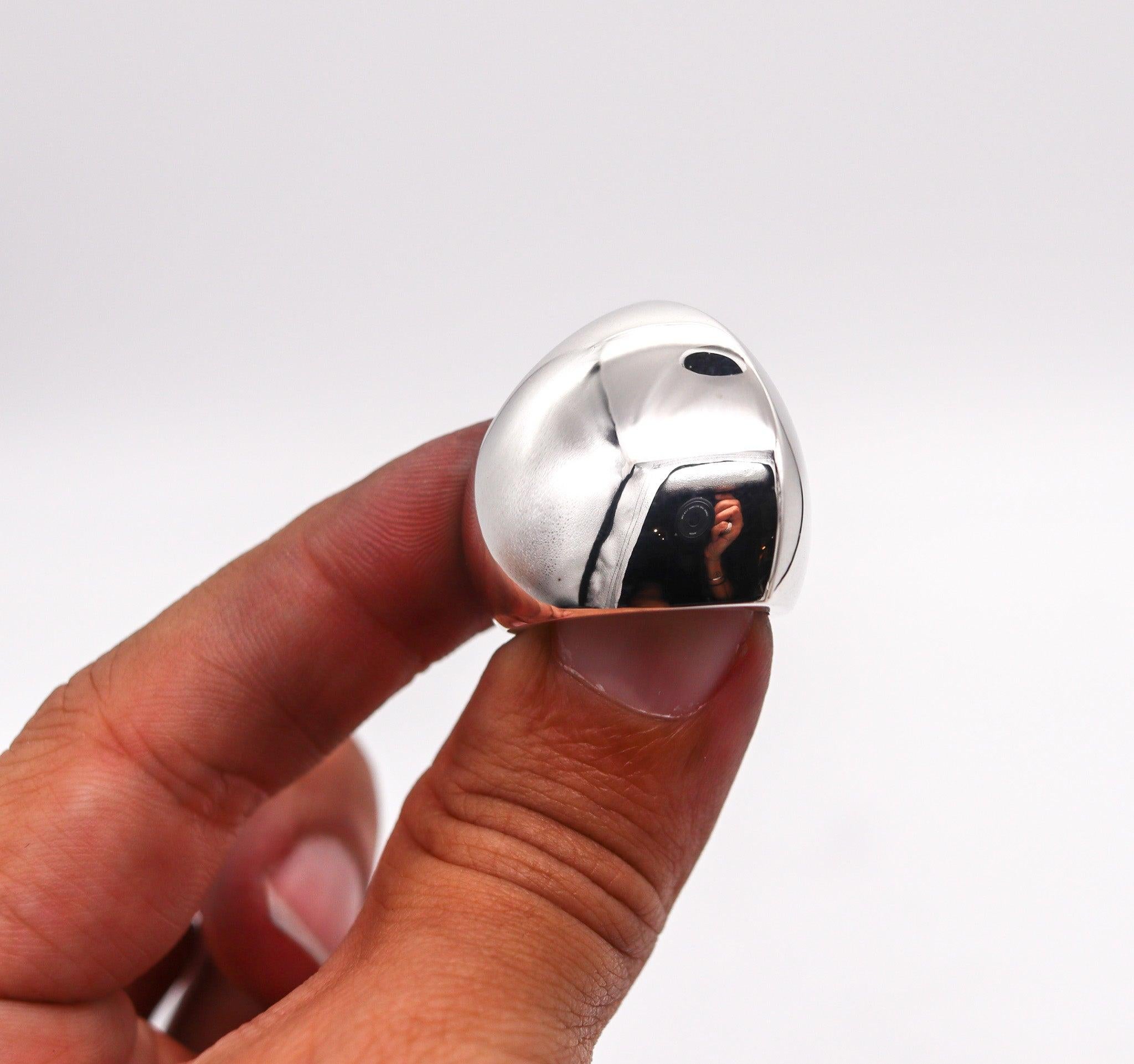 Monica COSCIONI Anello da cocktail modernista con cupola in argento massiccio 925 A. Silver in vendita 2