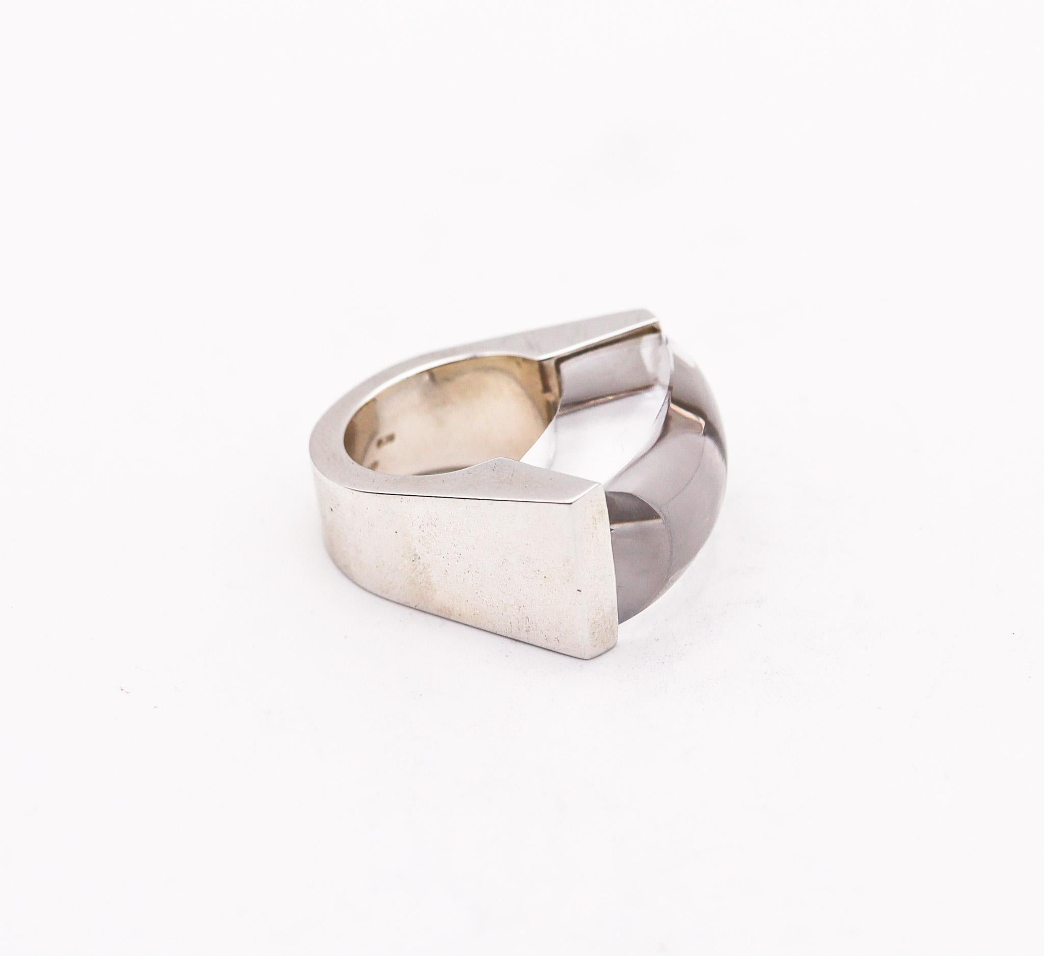 Monica Coscioni Modernist Cocktail Ring in Sterling Silver with 42.39cts Quartz In Excellent Condition For Sale In Miami, FL