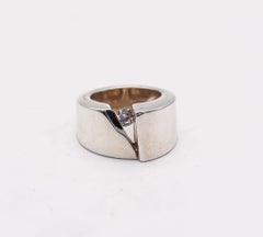 Monica Coscioni Modernist Sculptural Ring In Sterling Silver With White Topaz