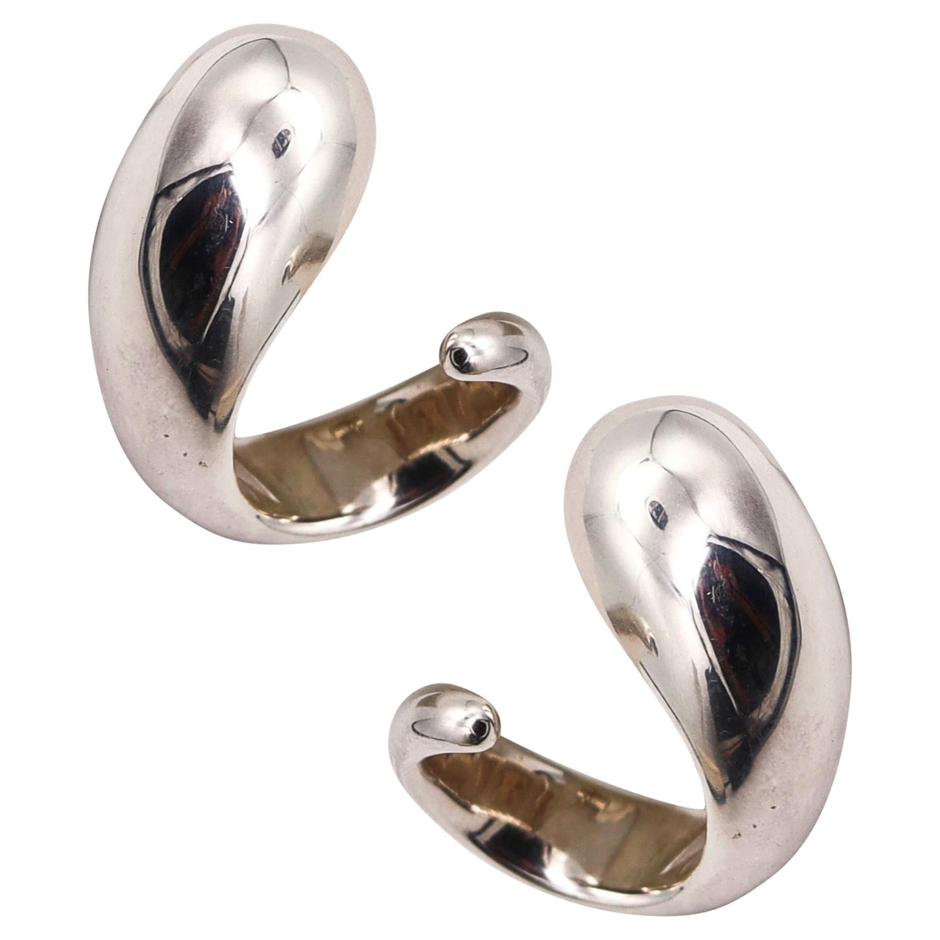 Monica Coscioni Modernist Twisted Sculptural Earrings Solid .925 Sterling Silver For Sale