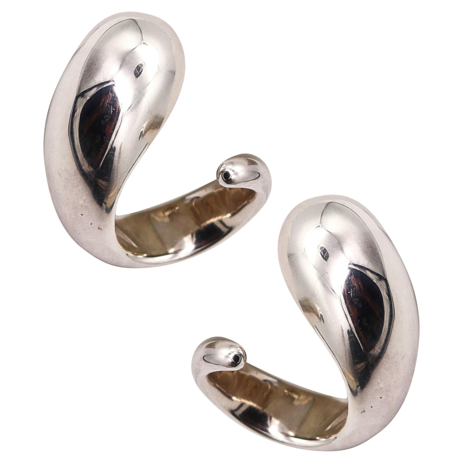 Monica Coscioni Modernist Twisted Sculptural Earrings Solid .925 Sterling Silver For Sale