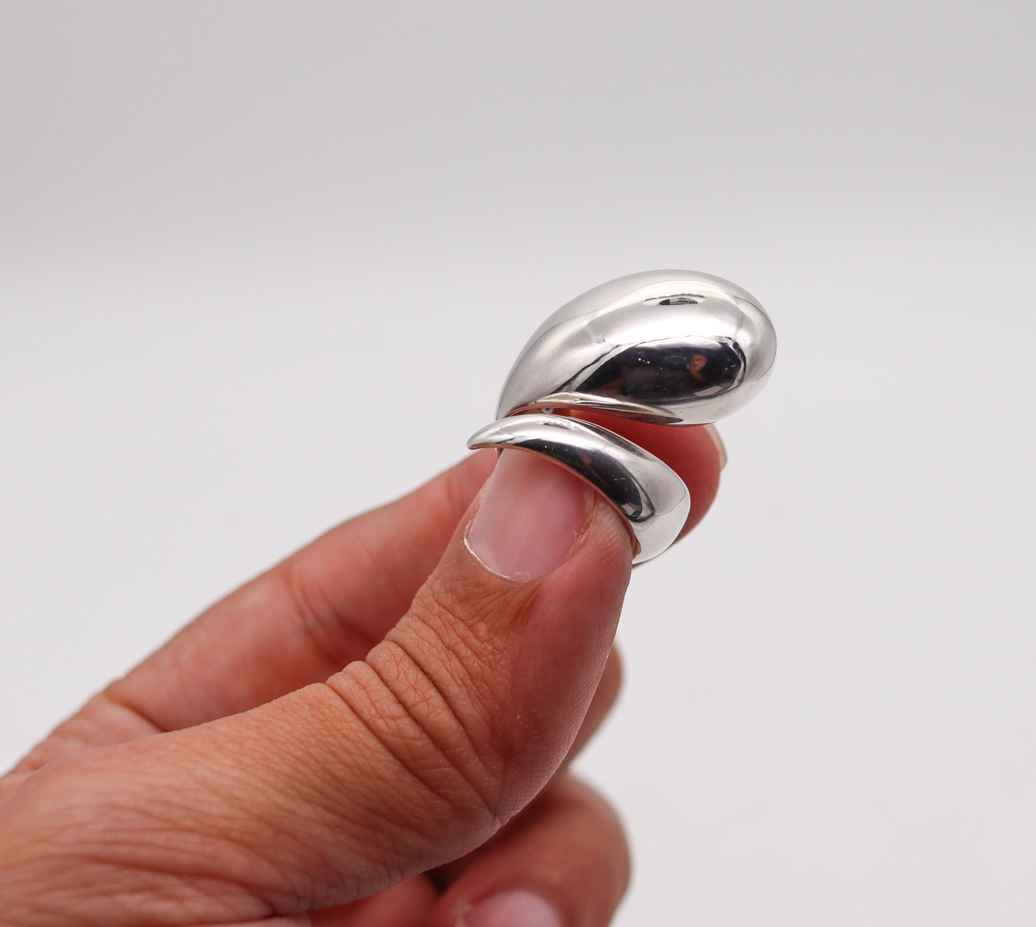 Women's Monica Coscioni Modernist Twisted Sculptural Ring in Solid .925 Sterling Silver For Sale