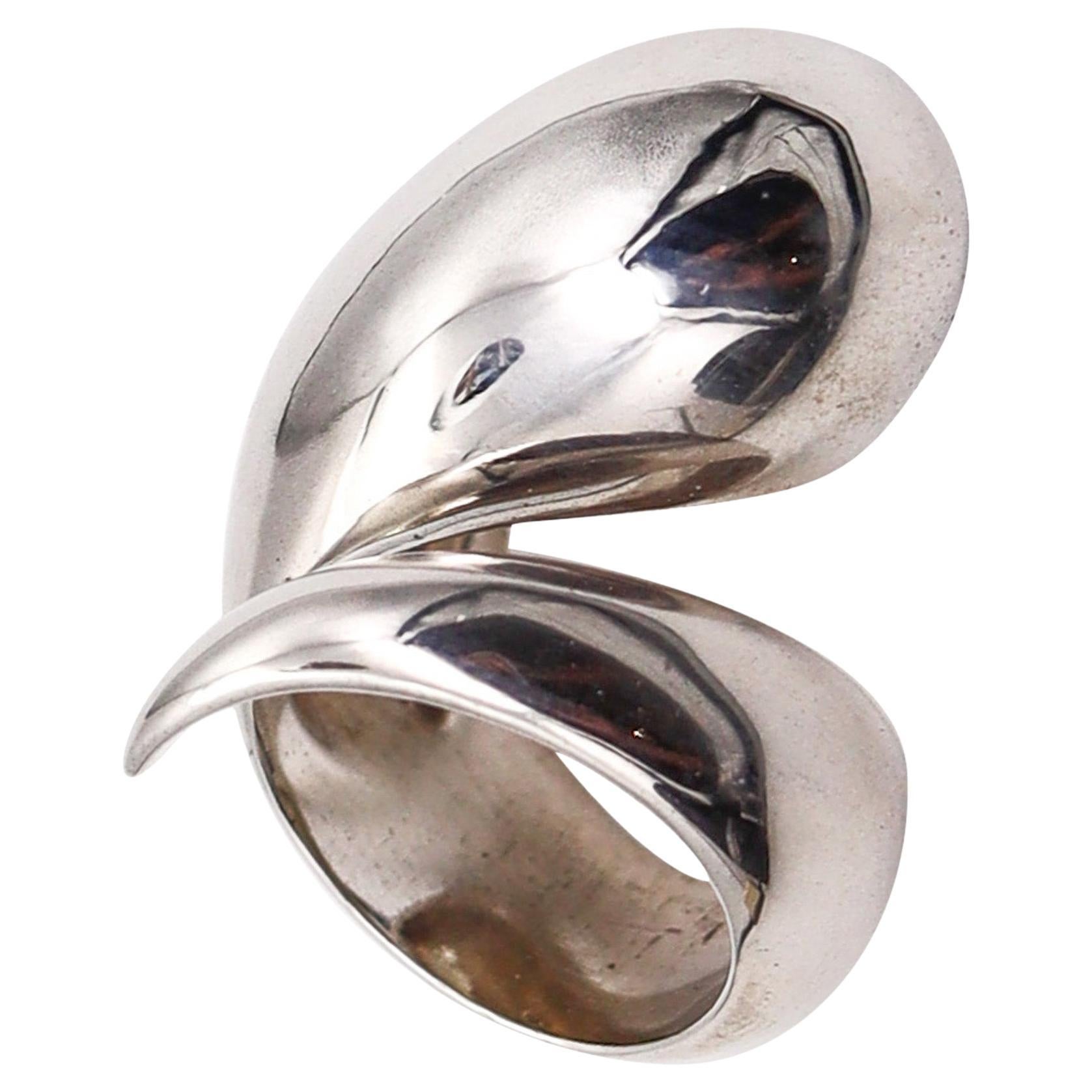 Monica Coscioni Modernist Twisted Sculptural Ring in Solid .925 Sterling Silver