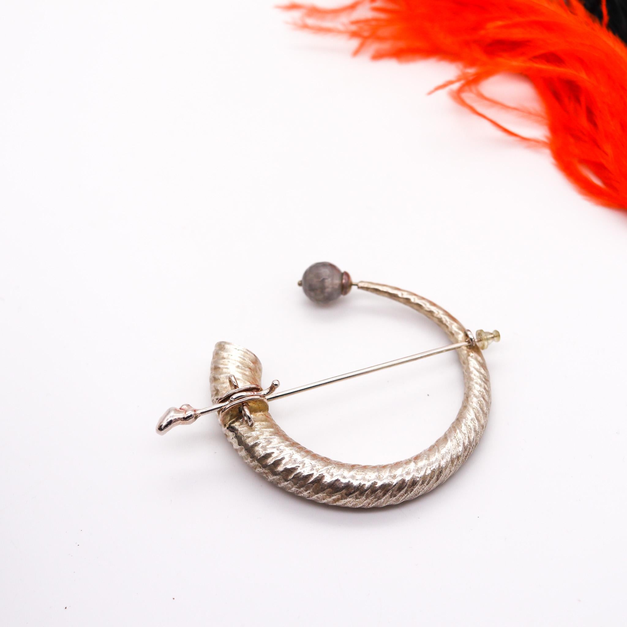 Monica Coscioni Roma Convertible Feathers Brooch In Solid .925 Sterling Silver 1