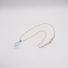 Monica Coscioni Roma Drop Necklace In .925 Sterling Silver With Blue Quartz