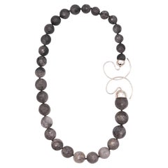 Monica Coscioni Collier de perles d'agate grise facettée Roma en argent sterling .925