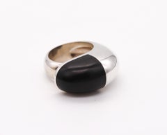 Monica Coscioni Roma Geometric Ebony Wood Ring in .925 Sterling Silver
