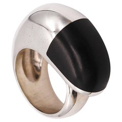 Monica Coscioni Roma Geometric Ebony Wood Ring in .925 Sterling Silver