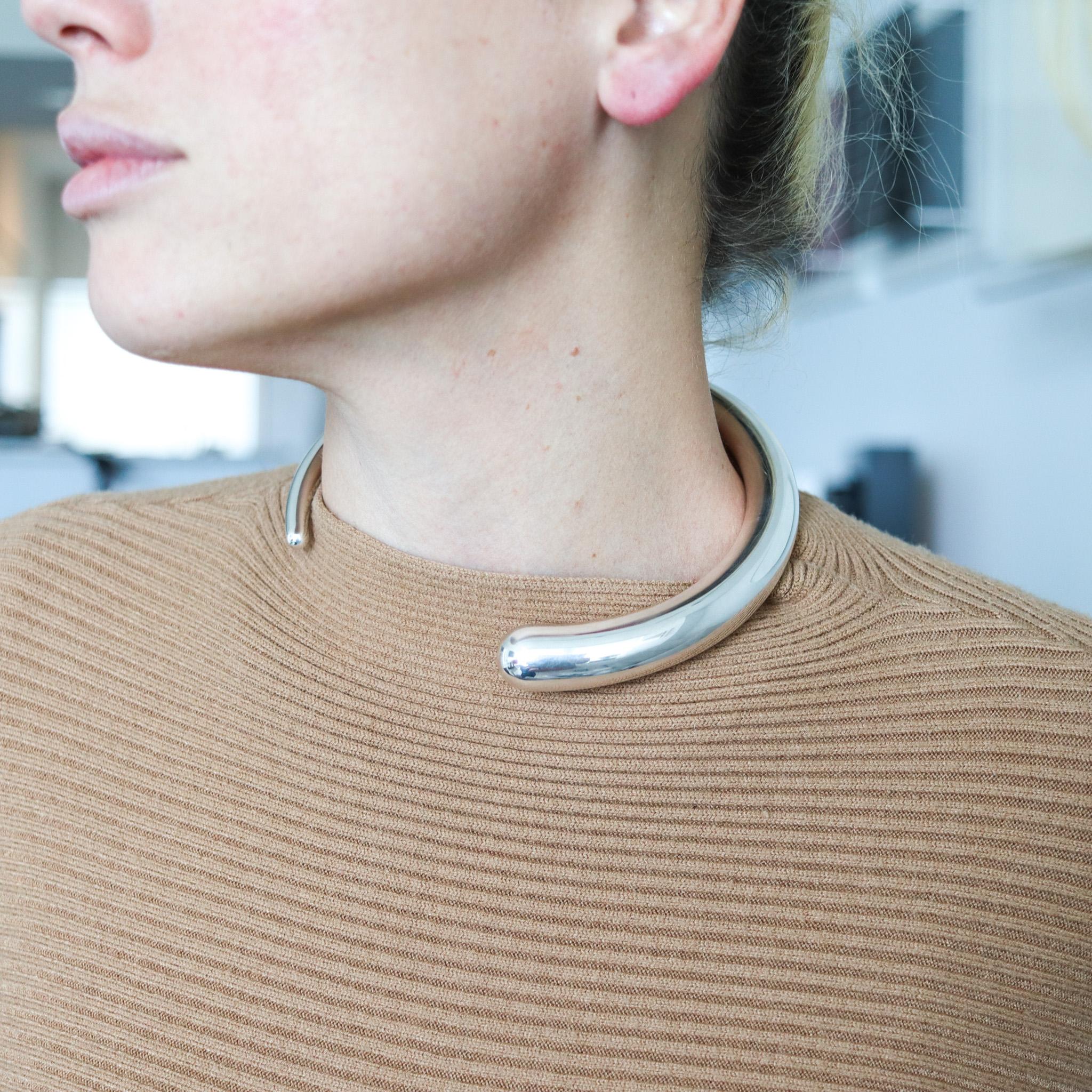 Monica Coscioni Roma Modern Freeform Choker Necklace in .925 Sterling Silver For Sale 2