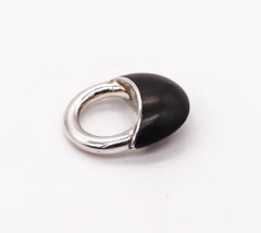 Monica Coscioni Roma Modernist Ebony Wood Ring in .925 Sterling Silver