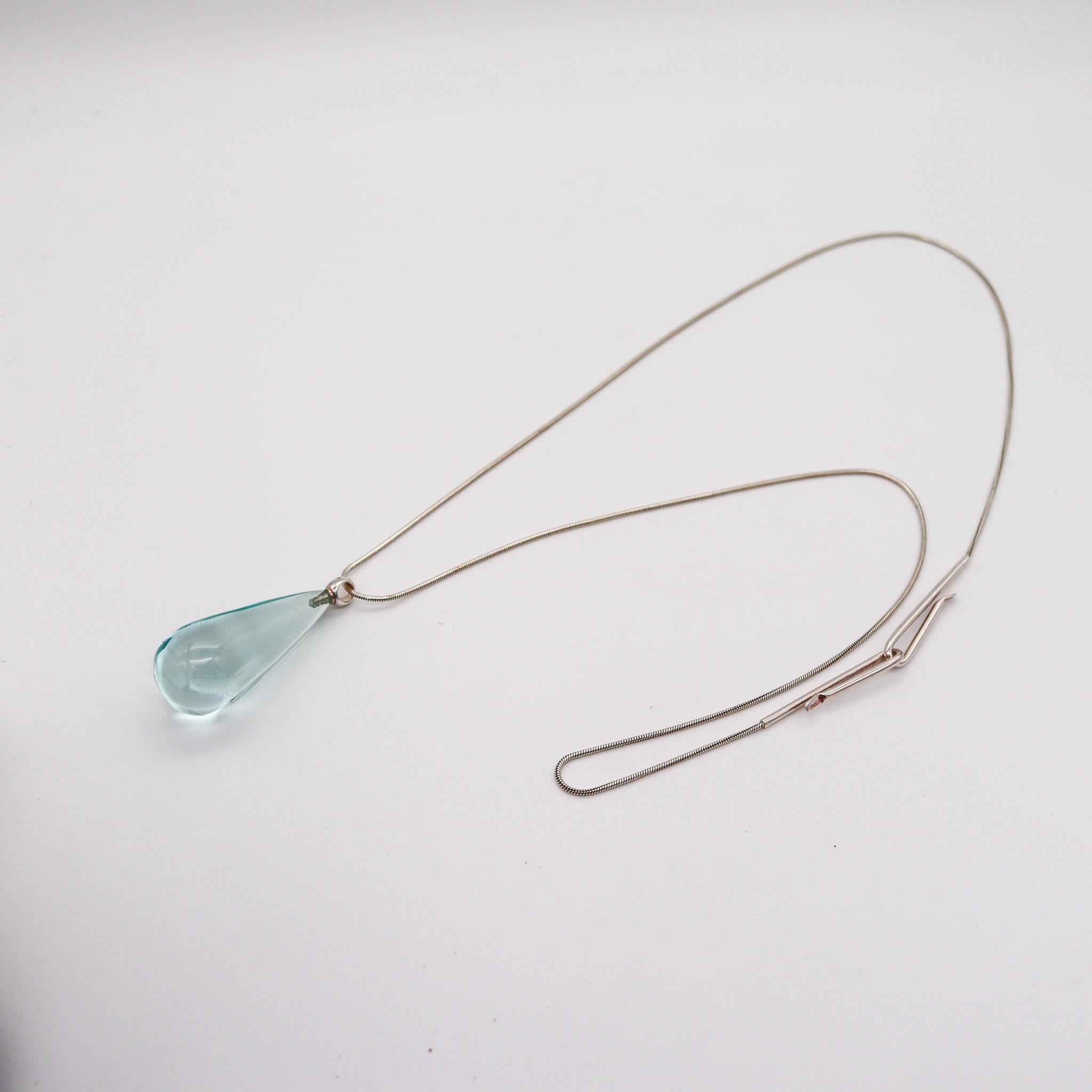 Drop necklace with quartz designed by Monica Coscioni. 

Beautiful contemporary drop necklace, created in the city of Orvieto Italy at the jewelry atelier of the designer Monica Coscioni. This modernist piece has been crafted in solid .925/.999