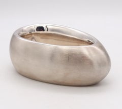 Monica Coscioni Roma Ovoid Sculptural Bangle Bracelet Solid .925 Sterling Silver