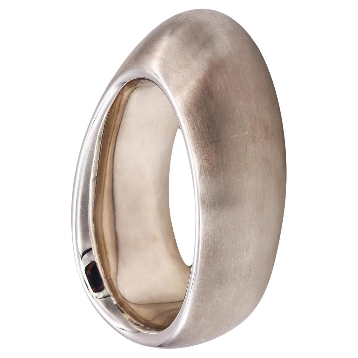 Monica Coscioni Roma Ovoid Sculptural Bangle Bracelet Solid .925 Sterling Silver For Sale