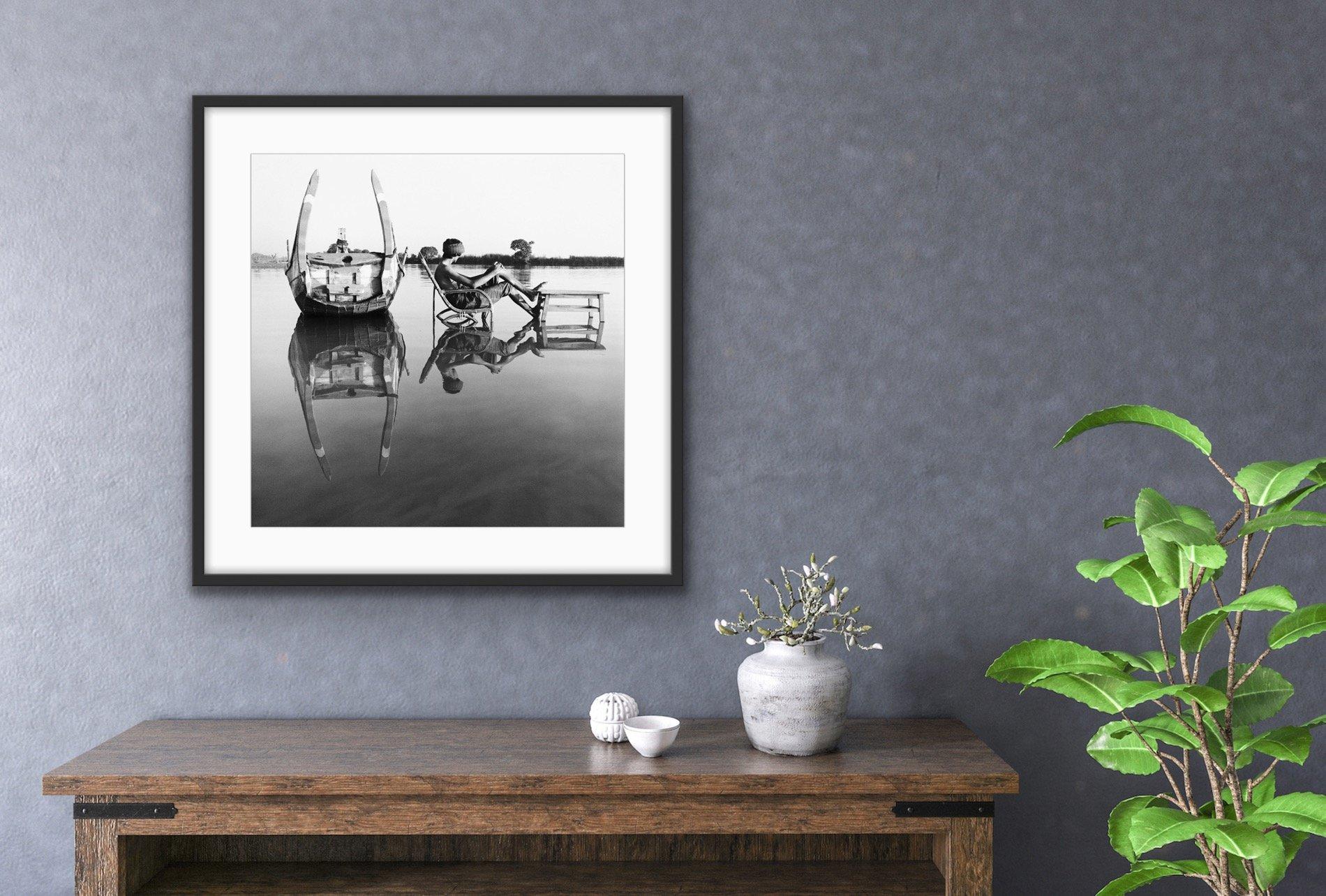 Delayed Departure by Monica Denevan.  Silver gelatin photograph. Dark wood frame For Sale 1