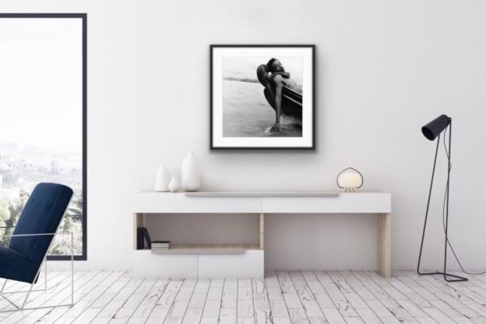 Sailing Upriver by Monica Denevan.  Silver gelatin photograph.  Dark wood frame For Sale 1