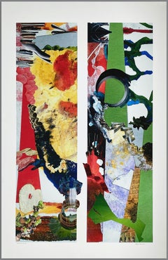 "The Red Book", Surreal, Abstract, Graphic, Green, Collage, Mixed Media