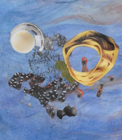 « Up on the hill across the blue lake », surréaliste, fantaisiste, abstrait, collage
