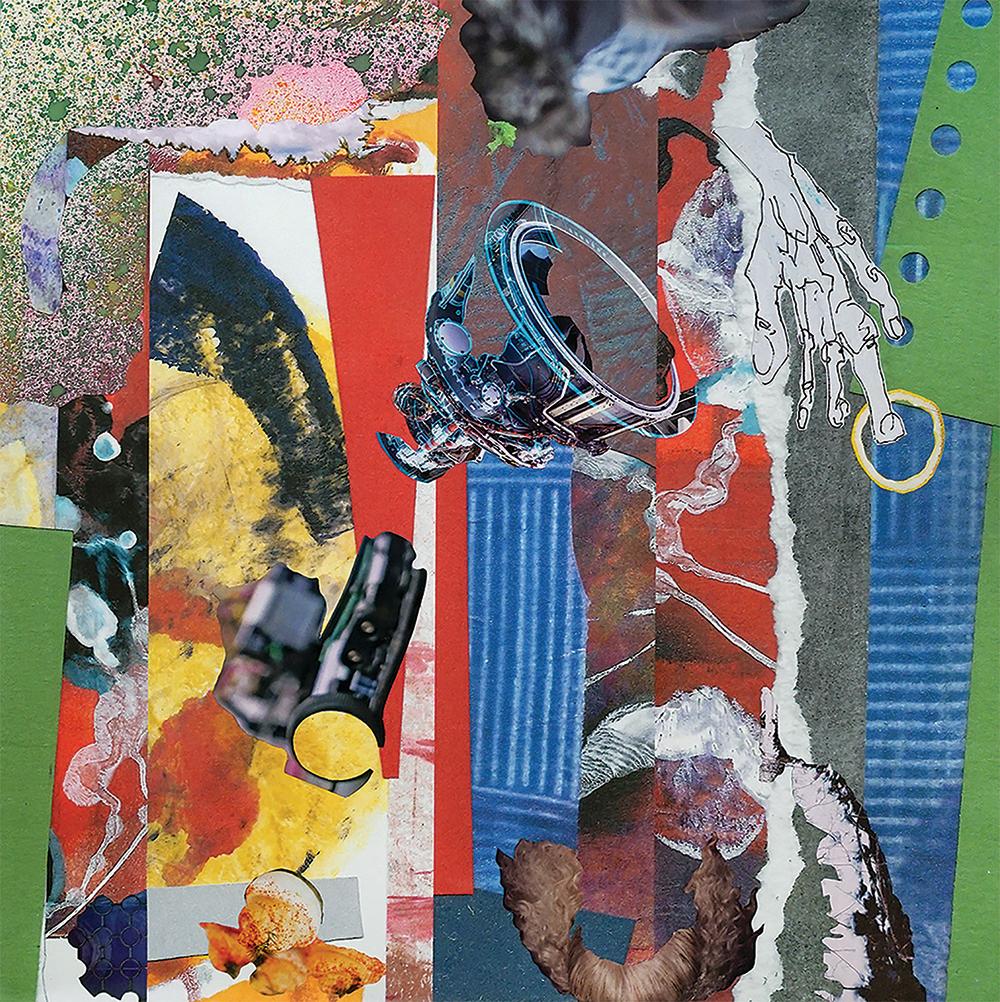 "We didn't take the plane", surreal, abstract, green, blue, yellow, red, collage - Mixed Media Art by Monica DeSalvo