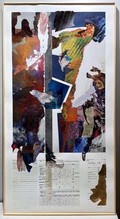 "E i numeri?", Surreale, Astratto, Blu, Rosso, Collage, Monotipo, 2022