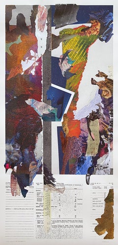 « Qu'est-ce que les chiffres ? », surréaliste, abstrait, bleu, rouge, collage, monotype