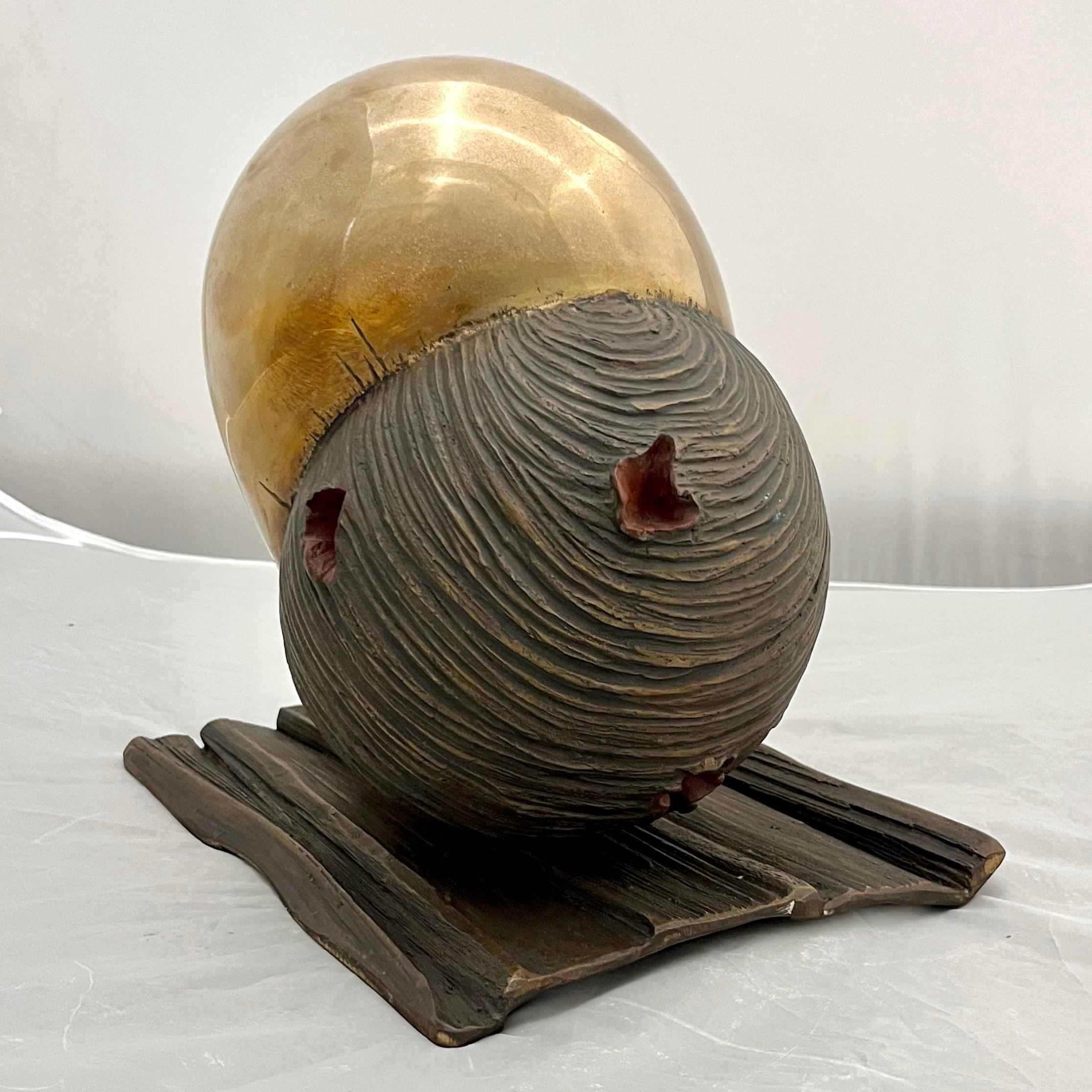 Monica Foglia Italienische Moderne Poliertes Gold & Texturierte Bronze Herz-Skulptur im Angebot 9