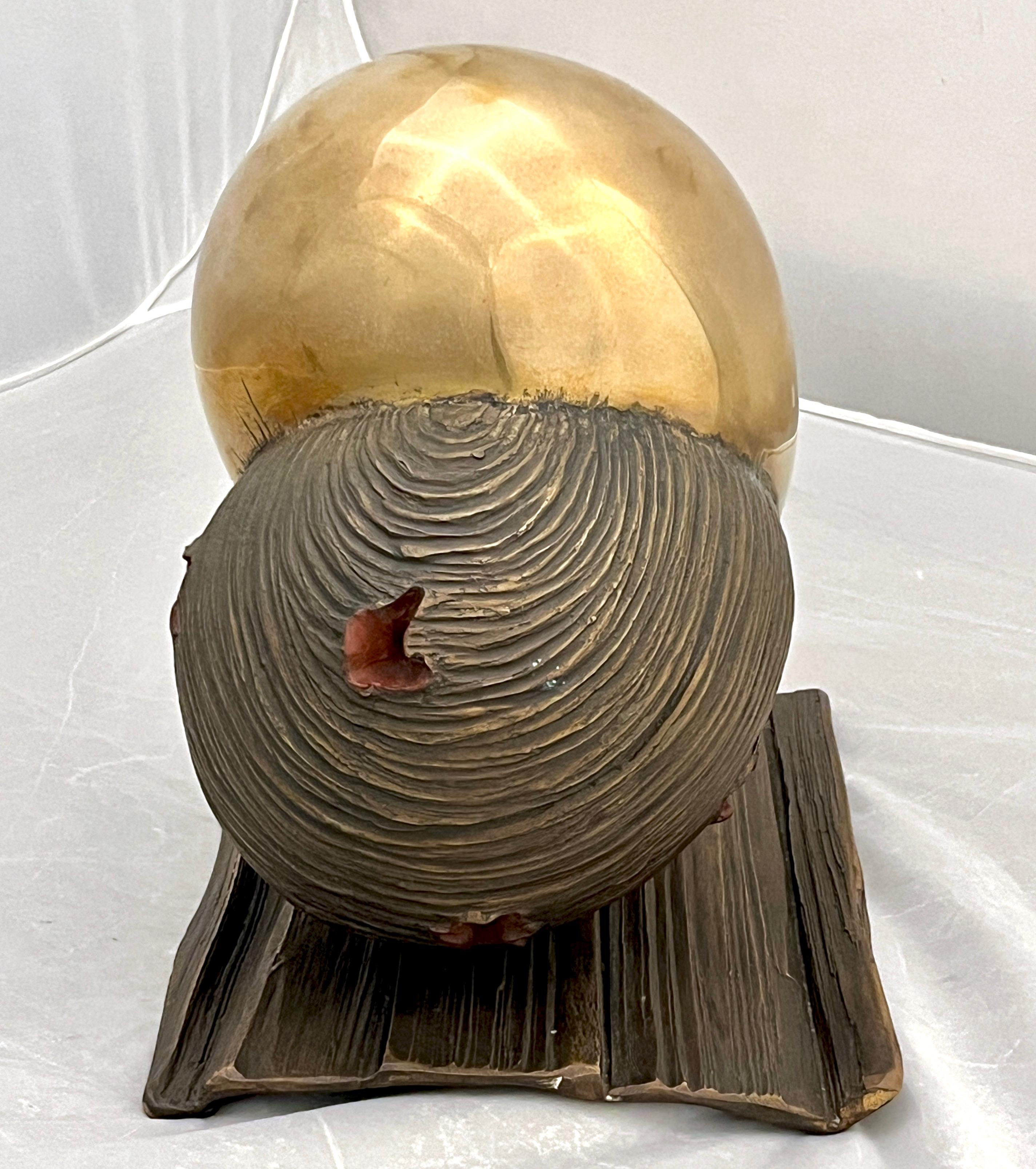 Monica Foglia Italienische Moderne Poliertes Gold & Texturierte Bronze Herz-Skulptur im Angebot 2