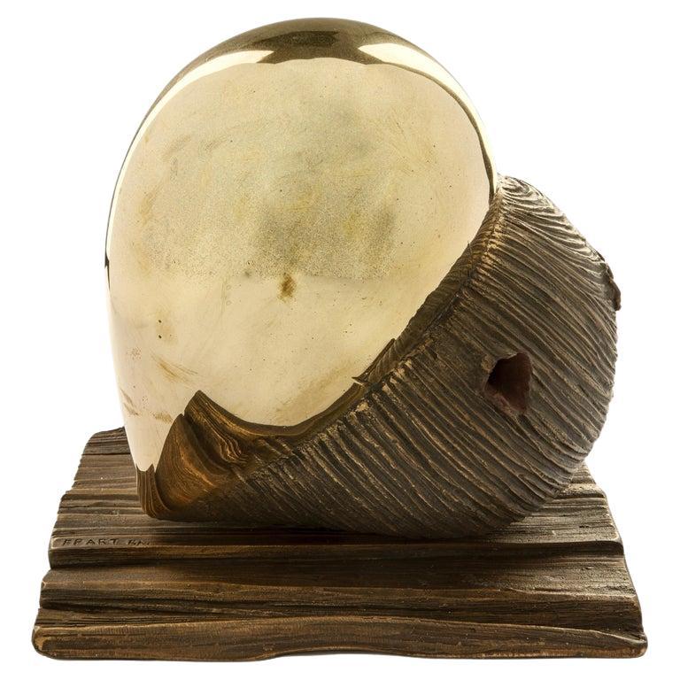 Monica Foglia Italian Modern Polished Gold & Textured Bronze Heart Sculpture For Sale