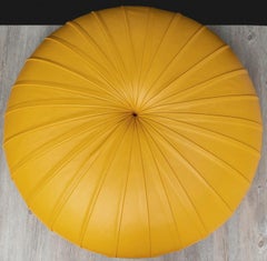 Monica Förster, Poltrona Frau, Large Round Ottoman Pouf Esedra Yellow Leather