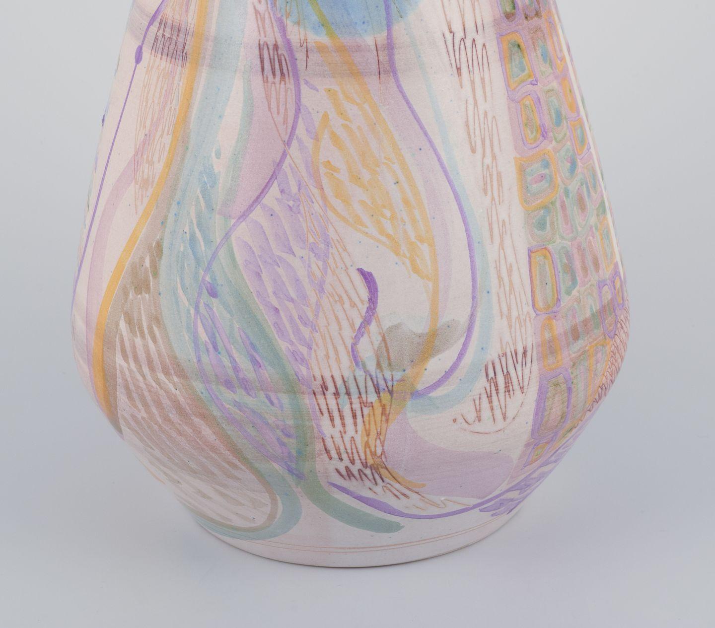 Monica Grandi, Italian ceramicist. Unique ceramic vase with abstract motif In Excellent Condition For Sale In København, Copenhagen