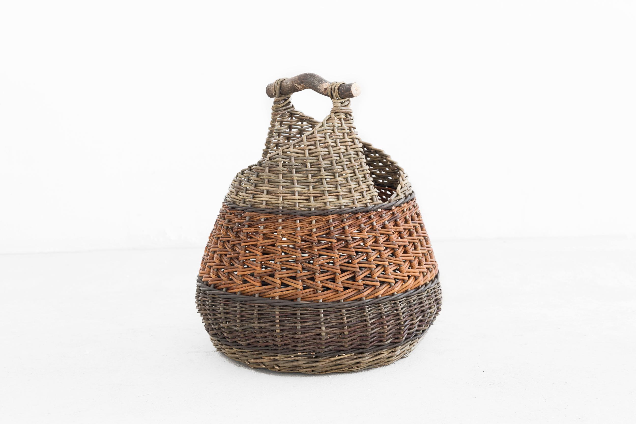 basket with wooden handle