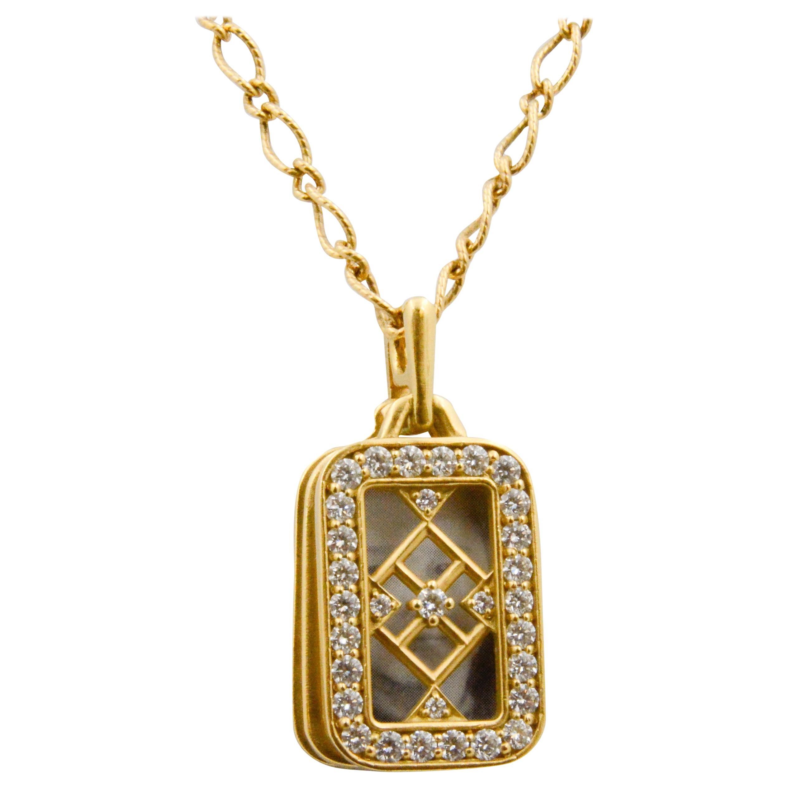 Monica Kosann Image Holder Diamond 18 Karat Yellow Gold Pendant