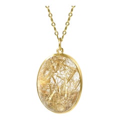 Monica Marcella Golden Rutilated Quartz Egg One of a Kind Pendant Drop Necklace