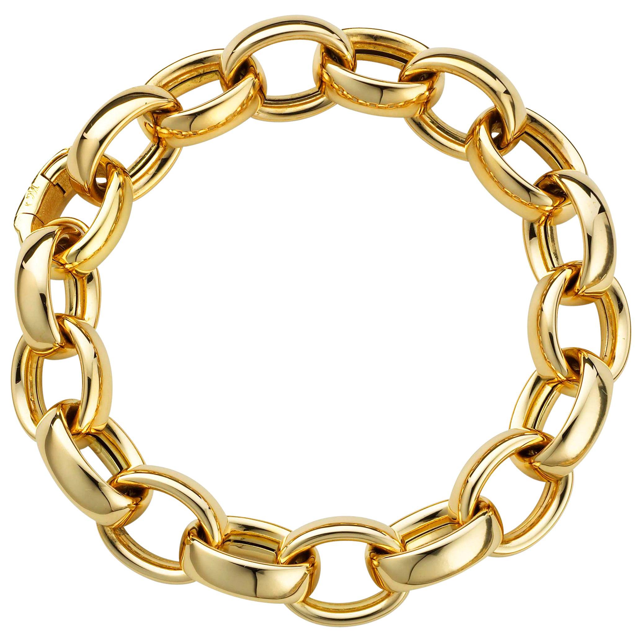 Monica Rich Kosann, bracelet à maillons ultra-larges en or jaune 18 carats "Marilyn". en vente