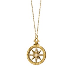 Monica Rich Kosann 18K Yellow Gold "Travel" Compass Charm Necklace
