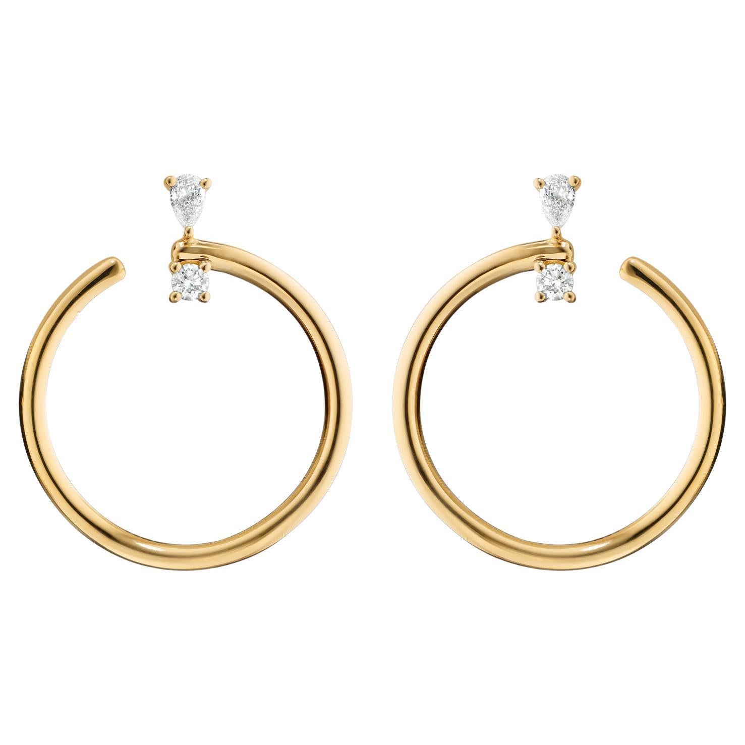Monica Rich Kosann 18K Gold "Galaxy" Large Hoop Earrings with Diamonds For Sale