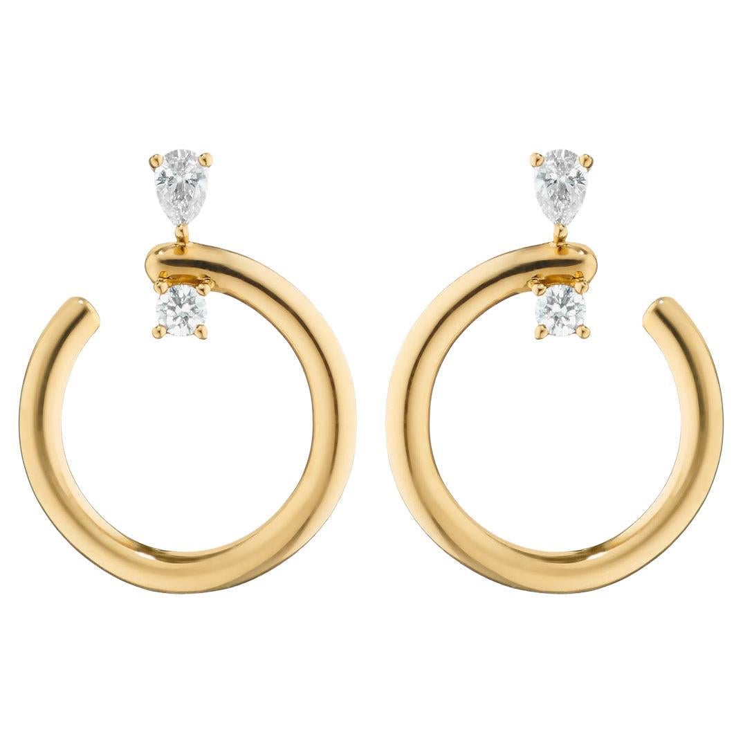 Monica Rich Kosann 18K Gold "Galaxy" Midi Hoop Earrings with Diamonds
