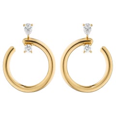 Monica Rich Kosann 18K Gold "Galaxy" Midi Hoop Earrings with Diamonds